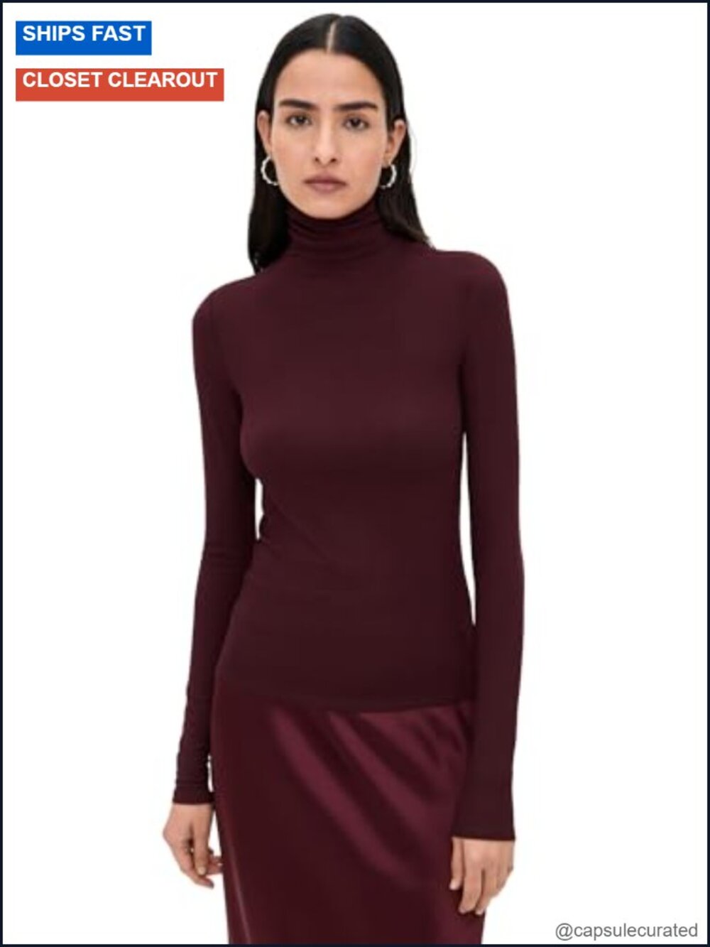 Women's Long Sleeve Turtleneck Top - Rayon Spandex Classic Fit Pullover